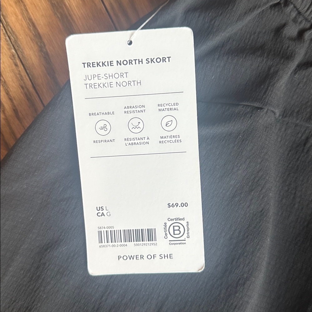 Athleta Trekkie North Skort in black Hiking tennis pickleball large NWT - Picture 7 of 10
